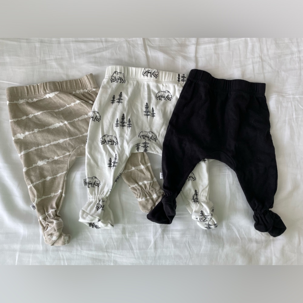 HonestBaby 3 lack footed pants newborn
